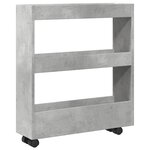 vidaXL Chariot de rangement étroit 3 niveaux gris béton