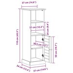 vidaXL Cabinet de salle de bain marron miel 37 x 34 x 110 cm