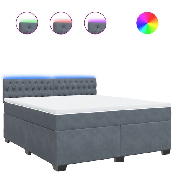 vidaXL Sommier à lattes de lit et matelas Gris foncé 180x200cm Velours