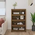 vidaXL Bibliothèque Marron miel 80x35x126 cm Bois de pin massif