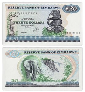 Billet de Collection 20 dollars 1994 Zimbabwe - Neuf - P4d
