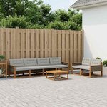 vidaXL Ensemble de canapés d'extérieur 7 Pièces Naturel et gris clair