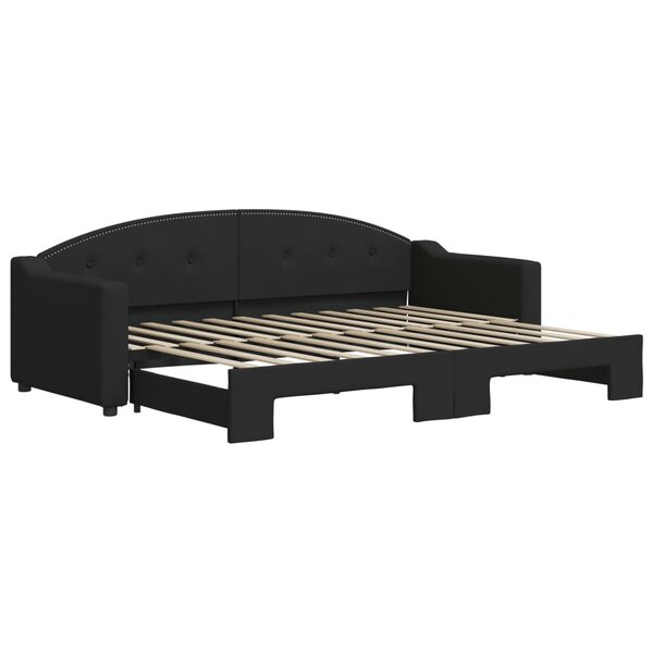 vidaXL Lit de jour avec lit gigogne noir 80x200 cm tissu