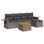 vidaXL Salon de jardin 6 Pièces avec coussins gris résine tressée