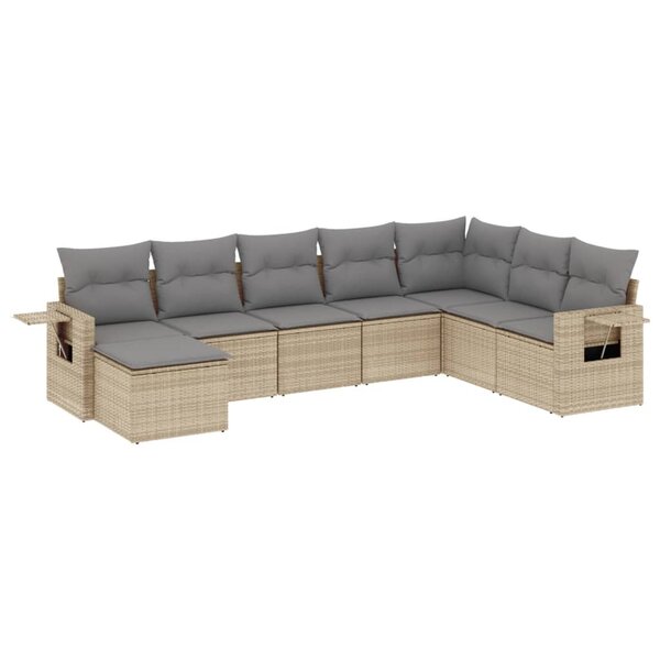 vidaXL Salon de jardin avec coussins 8 Pièces beige résine tressée