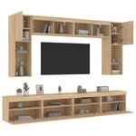 vidaXL Ensemble de meubles TV muraux 8Pièces et lumières LED chêne sonoma