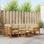 vidaXL Ensemble de canapés d'extérieur 7 Pièces Naturel et Beige