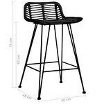 vidaXL Chaises de bar lot de 2 noir Rotin