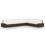 vidaXL Salon de jardin 6 Pièces avec coussins Marron Résine tressée