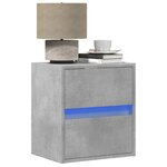vidaXL Tables de chevet murales avec lumières LED 2 Pièces gris béton