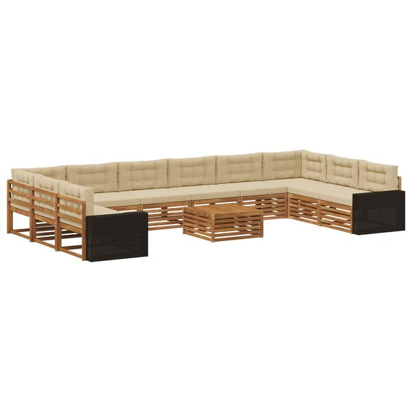 vidaXL Ensembles de canapés avec coussin 11 Pièces Bois d'Acacia Massif