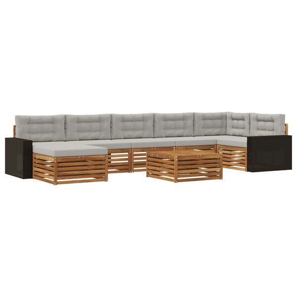 vidaXL Ensemble de canapés d'extérieur 8 Pièces Naturel et gris clair