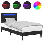 vidaXL Cadre de lit avec bandes LED Noir 80 x 200 cm Simili cuir