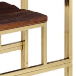 vidaXL Table console doré acier inoxydable et bois de mélèze massif