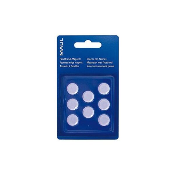 Blister de 8 Aimants ronds MAULpro 15 mm Puiss. 0 17 kg Blanc MAUL