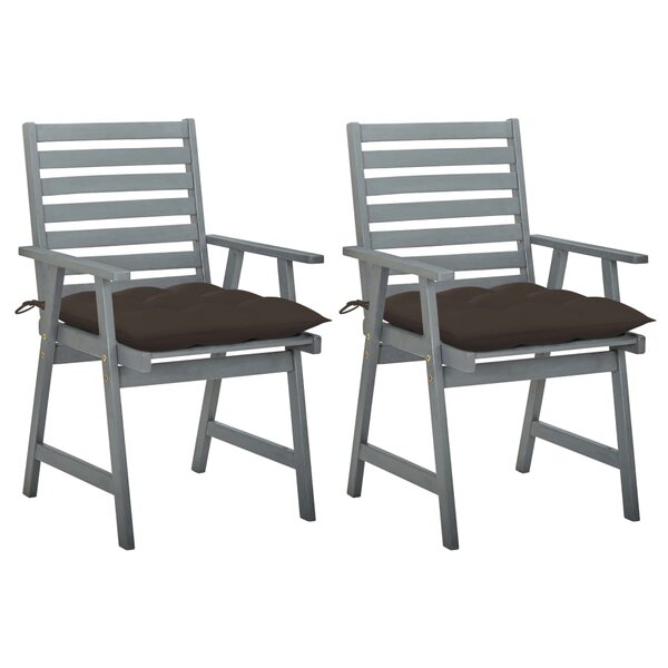 vidaXL Chaises à manger d'extérieur lot de 2 et coussins Acacia massif
