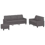 vidaXL Ensemble de canapés 3 Pièces avec coussins Gris Similicuir