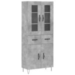 vidaXL Buffet haut Gris béton 69 5x34x180 cm Bois d'ingénierie