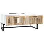vidaXL Table basse blanc 80x40x35 cm Bois d'ingénierie et fer
