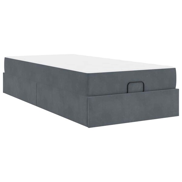 vidaXL Cadre de lit avec matelas Gris foncé 90 x 200 cm Velours