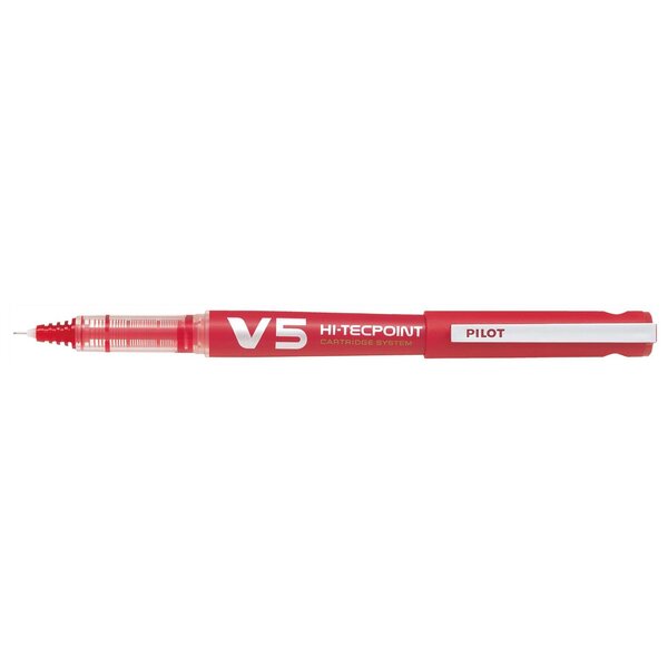 Roller rechargeable hi-techpoint v5 encre liquide begreen pte fine rouge x 10 pilot