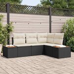 vidaXL Ensemble de canapé de jardin avec coussin 4 Pièces Noir et crème