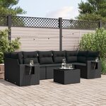 vidaXL Salon de jardin 8 Pièces avec coussins noir résine tressée