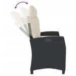 vidaXL Banc inclinable de jardin avec coussins noir résine tressée
