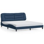 vidaXL Cadre de lit avec LED sans matelas Hvar bleu 180x200 cm tissu