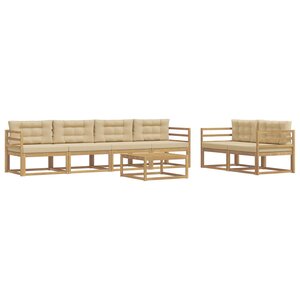 vidaXL Ensemble de canapés d'extérieur 6 Pièces Blanc et Beige
