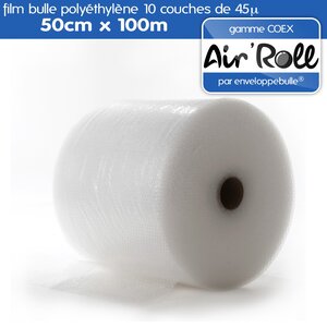 1 rouleau de film bulle d'air largeur 50cm x longueur 100m - gamme air'roll coex