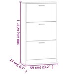 vidaXL Armoire à chaussures Blanc 59x17x108 cm Bois d'ingénierie