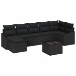 vidaXL Ensemble de Canapés avec coussin 8 Pièces Noir polyrotin