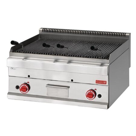 Grill pierre de lave au gaz plaque en fonte - gastro m -  - acier inoxydable x650xmm