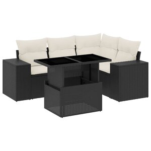 vidaXL Salon de jardin 5 Pièces avec coussins noir résine tressée