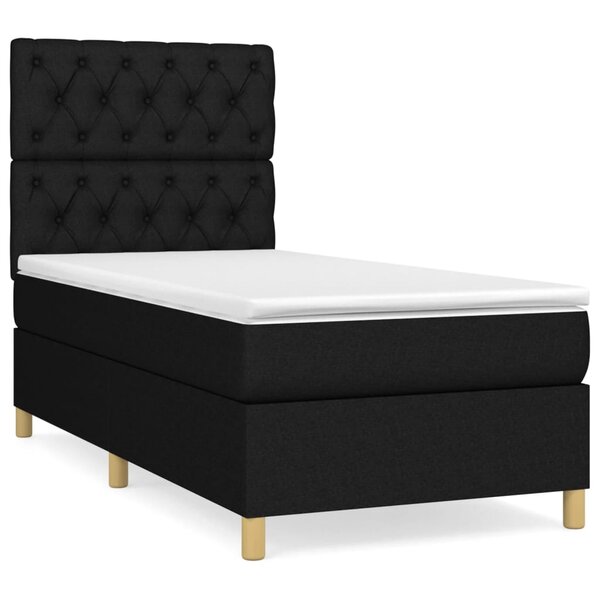 vidaXL Sommier à lattes de lit et matelas Noir 80x200 cm Tissu