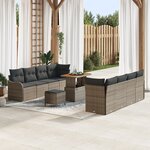 Ensemble de Canapé de Jardin vidaXL 11 pièces avec Coussins Gris Poly Rattan Acacia