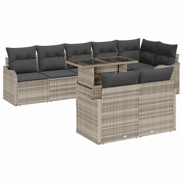vidaXL Ensemble de canapé de jardin 9 Pièces Gris clair 100 x 55 x 73 cm