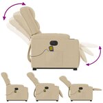 vidaXL Fauteuil inclinable de massage électrique Crème Tissu