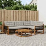 vidaXL Ensemble de canapés d'extérieur 5 Pièces Naturel et gris clair