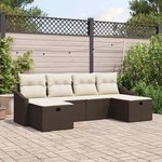 vidaXL Ensemble de canapé de jardin 6 Pièces Marron 55 x 62 x 69 cm