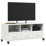 vidaXL Meuble TV blanc 100 5x39x43 5 cm acier