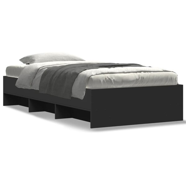 vidaXL Cadre de lit sans matelas noir 90x200 cm bois d'ingénierie
