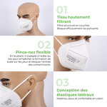 LOT DE 50 MASQUES FFP2 TL - NR CERTIFIÉ NORME CE EN149 - MASQUE DE PROTECTION RESPIRATOIRE - HAUTE FILTRATION 5 COUCHES - STOCK FRANCE LIVRAISON RAPIDE - BOÎTE 50 PIÈCES