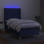 vidaXL Sommier à lattes de lit matelas et LED Bleu 90x200 cm Tissu
