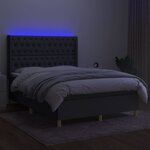 vidaXL Sommier à lattes de lit matelas LED Gris foncé 140x190 cm Tissu