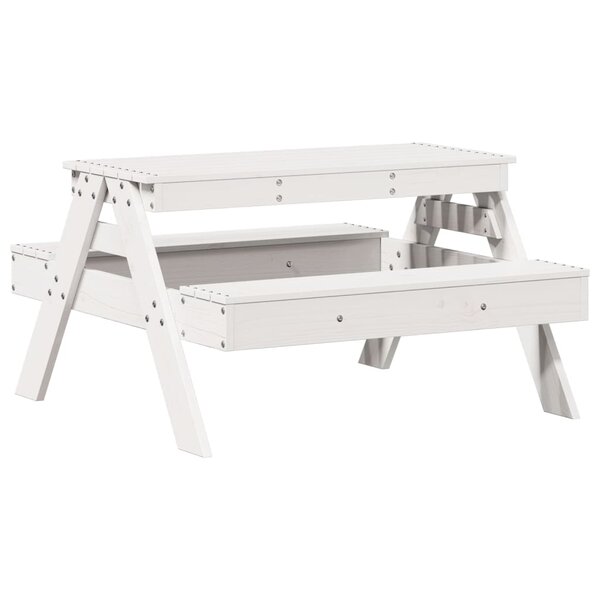 vidaXL Table de pique-nique pour enfants blanc bois massif de pin