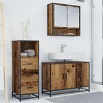 vidaXL Ensemble de mobilier de salle de bain 3 Pièces Bois Ancien