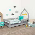 Lit cabane enfant POPPI 120 x 190 gris clair 1
