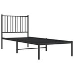 vidaXL Cadre de lit métal avec tête de lit noir 75x190 cm